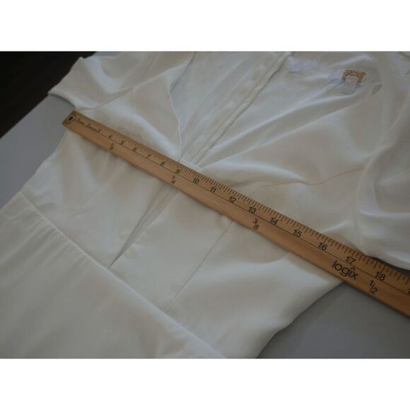 Lulu’s White Long Sleeve Maxi Dress | L | V-Neck | Mesh Insert | Formal Gown - Picture 10 of 13